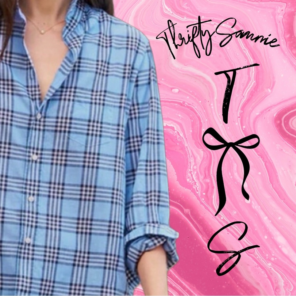 XS EUC Frank & Eileen Navy and Light Blue Plaid Shirt